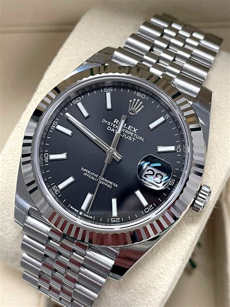 rolex datejust 41 black dial stainless steel automatic men's watch|rolex datejust 41 oystersteel.